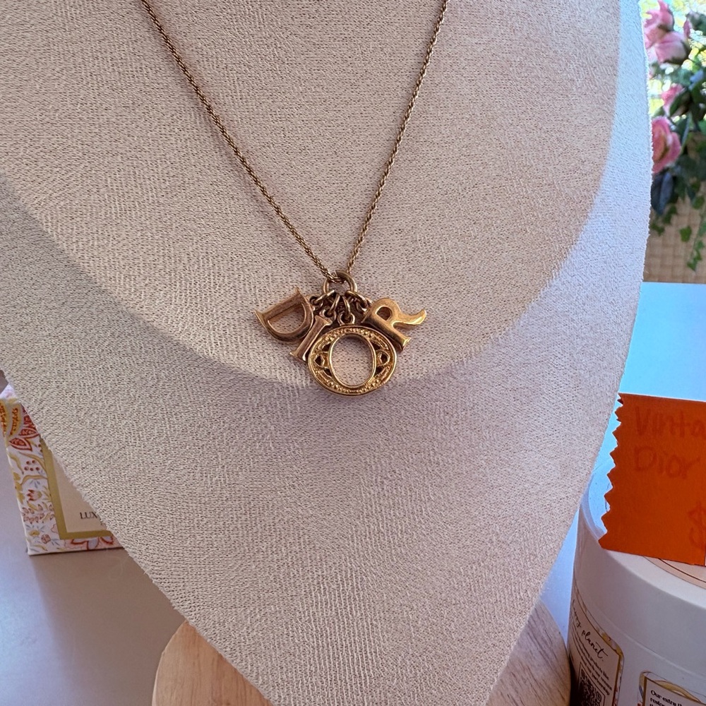 Dior Gold Letter Charm Necklace